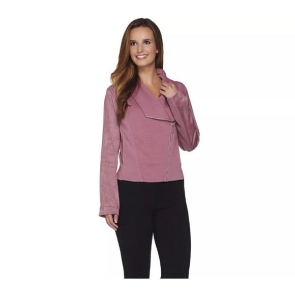 H by Halston Faux Suede French Terry Zip Jacket 16 - Picture 3 of 10